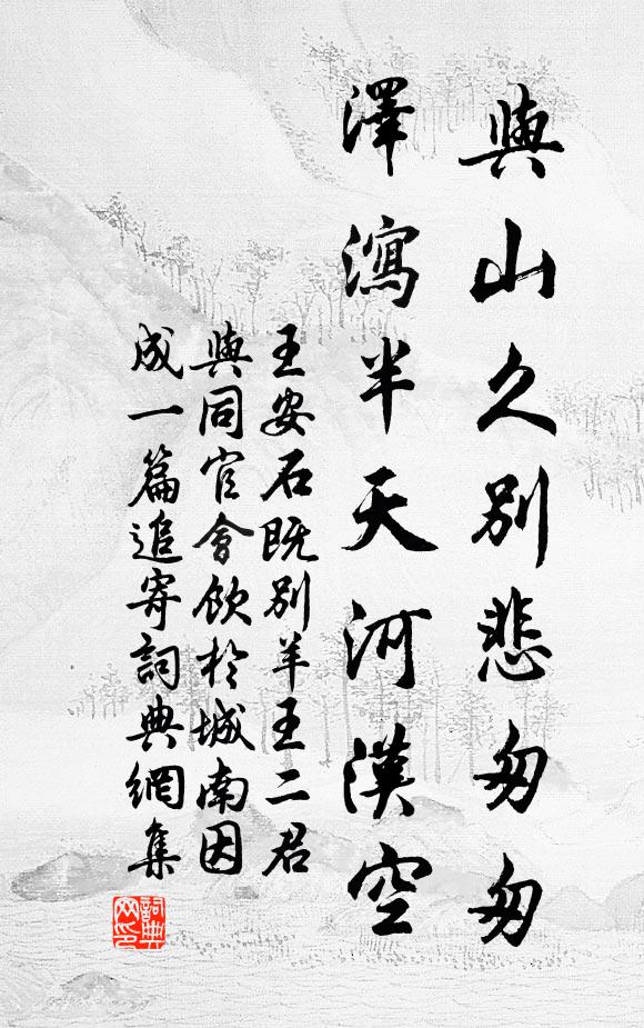 王安石与山久别悲匆匆，泽泻半天河汉空书法作品欣赏