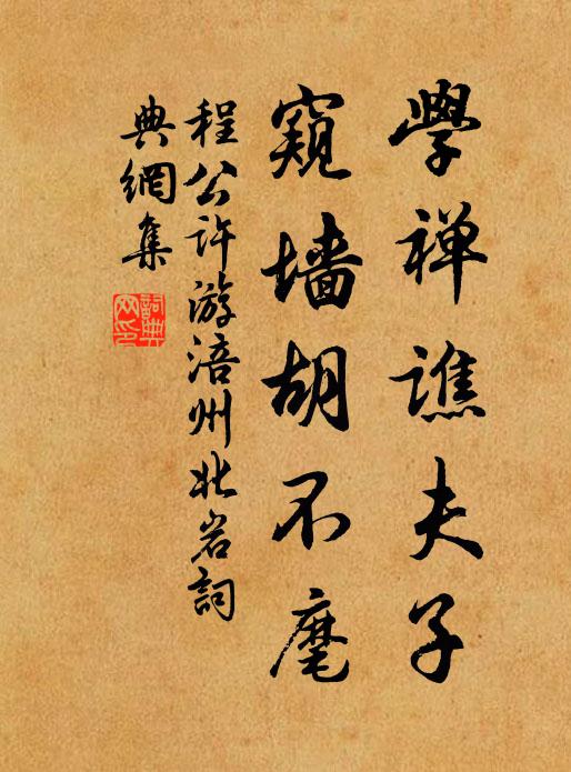 程公许学禅谯夫子，窥墙胡不麾书法作品欣赏