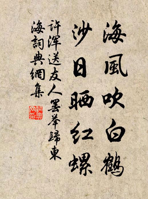 许浑海风吹白鹤，沙日晒红螺书法作品欣赏