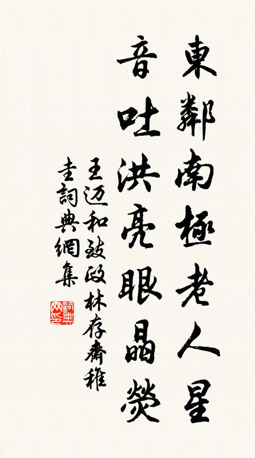王迈东邻南极老人星，音吐洪亮眼晶荧书法作品欣赏