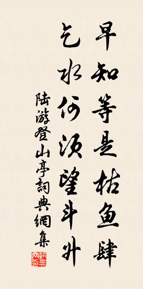 陆游早知等是枯鱼肆，乞水何须望斗升书法作品欣赏