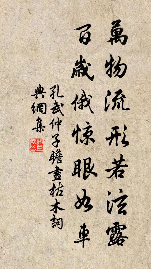 孔武仲万物流形若泫露，百岁俄惊眼如车书法作品欣赏