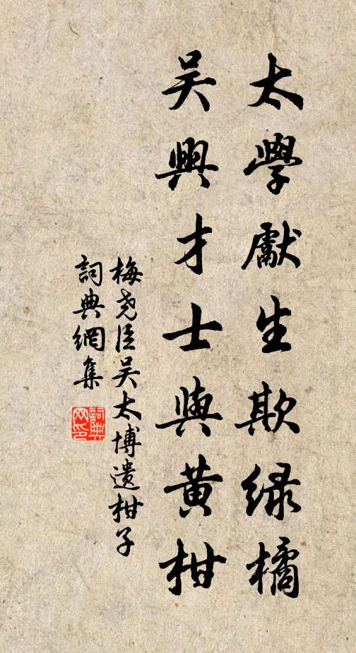 梅尧臣太学先生欺绿橘，吴兴才士与黄柑书法作品欣赏