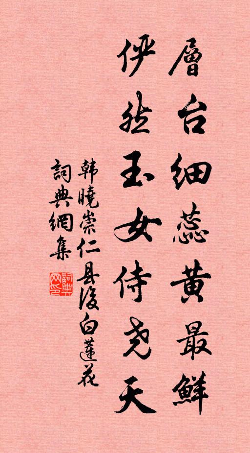 韩晓层台细蕊黄最鲜，俨然玉女侍尧天书法作品欣赏