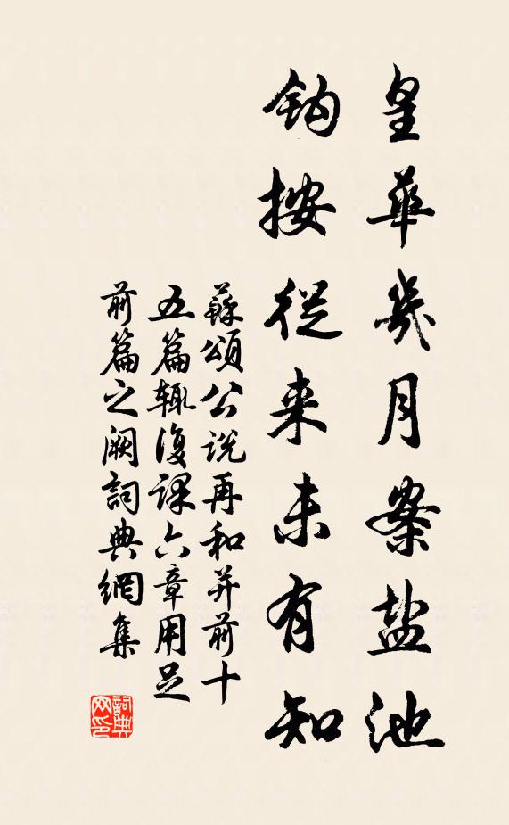 苏颂皇华几月案盐池，钩按从来未有知书法作品欣赏