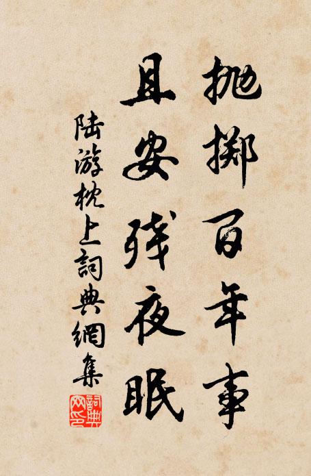 陆游抛掷百年事，且安残夜眠书法作品欣赏