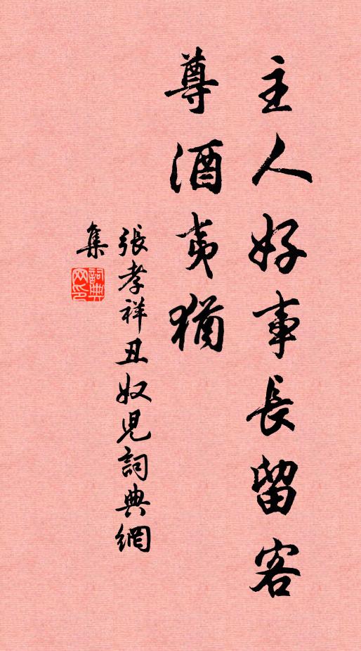 张孝祥主人好事长留客，尊酒夷犹书法作品欣赏