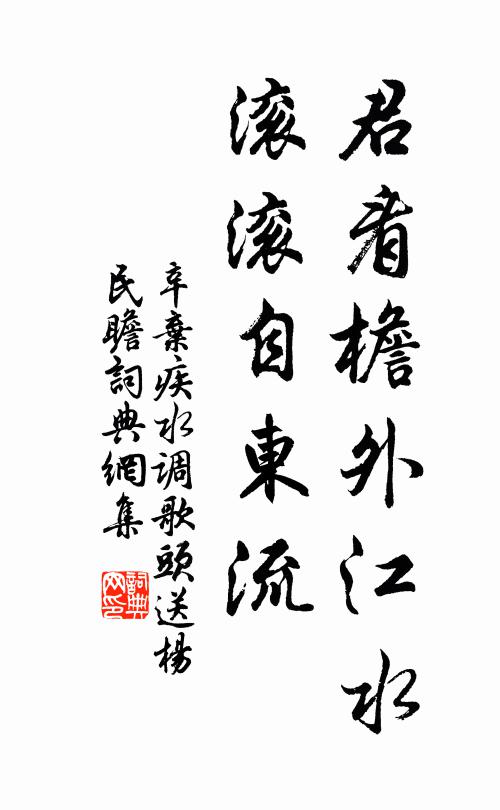 辛弃疾君看檐外江水，滚滚自东流书法作品欣赏