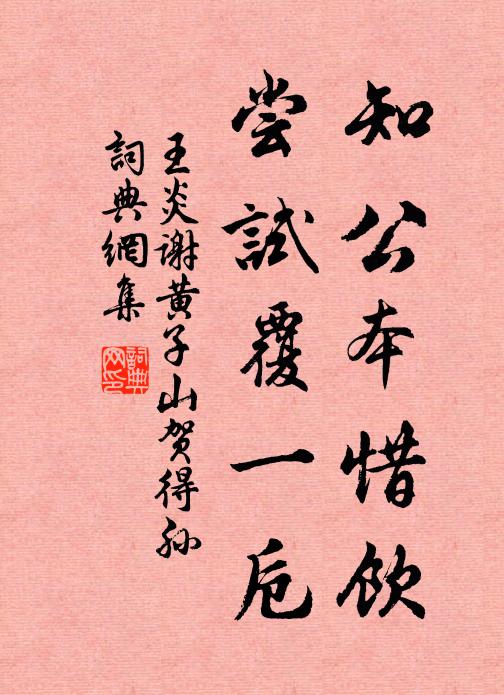 王炎知公本惜饮，尝试覆一卮书法作品欣赏