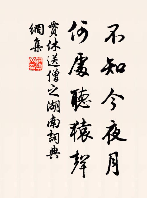 贯休不知今夜月，何处听猿声书法作品欣赏