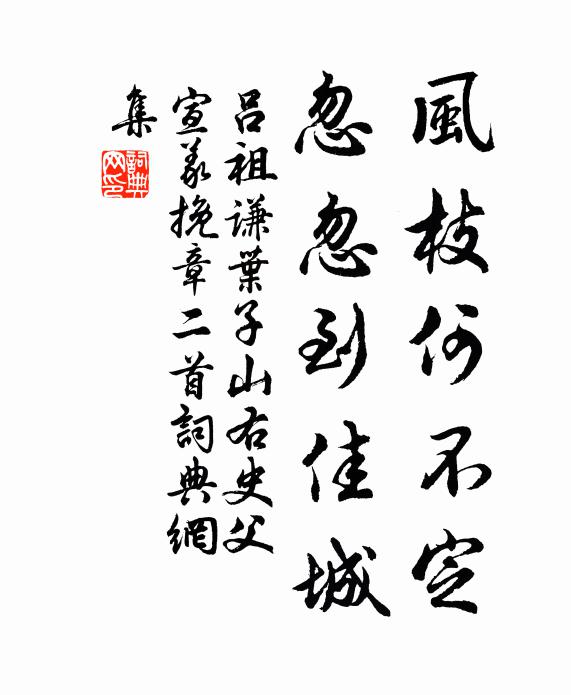 吕祖谦风枝何不定，忽忽到佳城书法作品欣赏