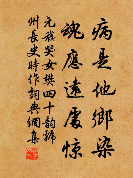 元稹病是他乡染,魂应远处惊书法作品欣赏