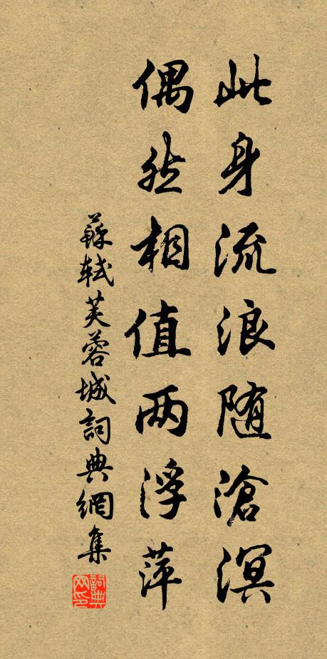 苏轼此身流浪随沧溟，偶然相值两浮萍书法作品欣赏