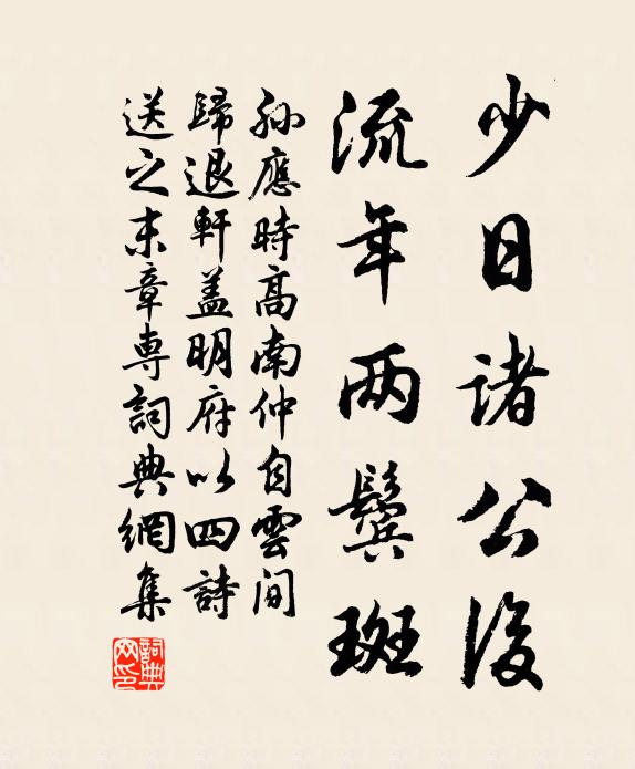 孙应时少日诸公后，流年两鬓斑书法作品欣赏
