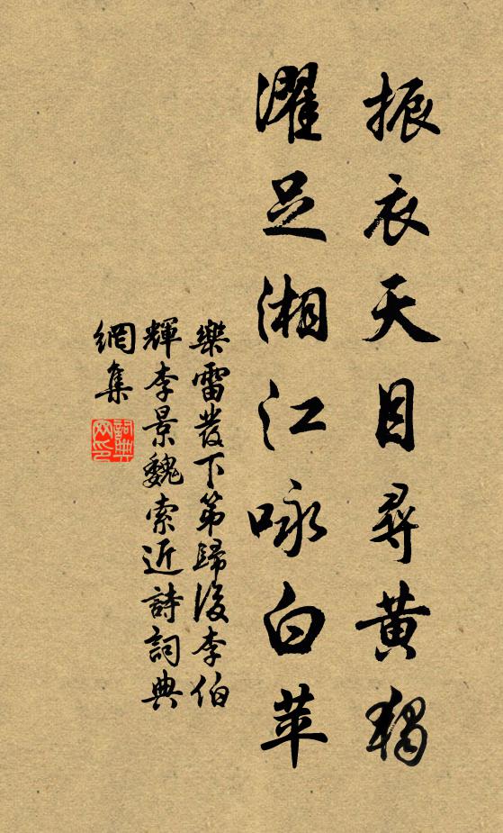 乐雷发振衣天目寻黄独，濯足湘江咏白苹书法作品欣赏