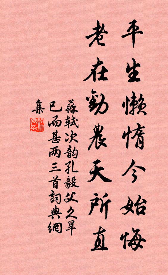 苏轼平生懒惰今始悔，老在劝农天所直书法作品欣赏