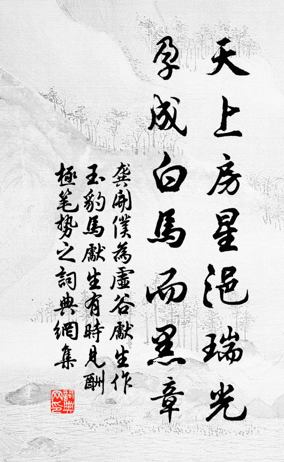 龚开天上房星浥瑞光，孕成白马而黑章书法作品欣赏