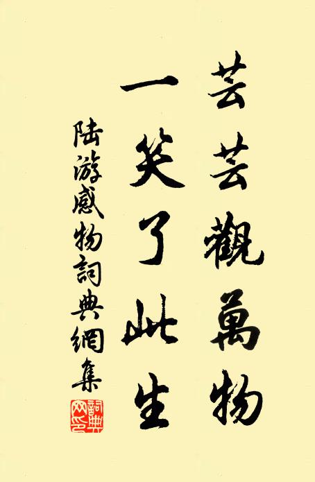 陆游芸芸观万物，一笑了此生书法作品欣赏