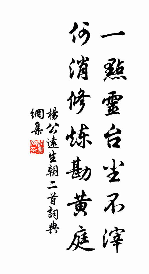 杨公远一点灵台尘不滓，何消修炼勘黄庭书法作品欣赏