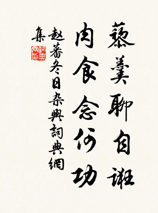赵蕃藜羹聊自诳，肉食念何功书法作品欣赏