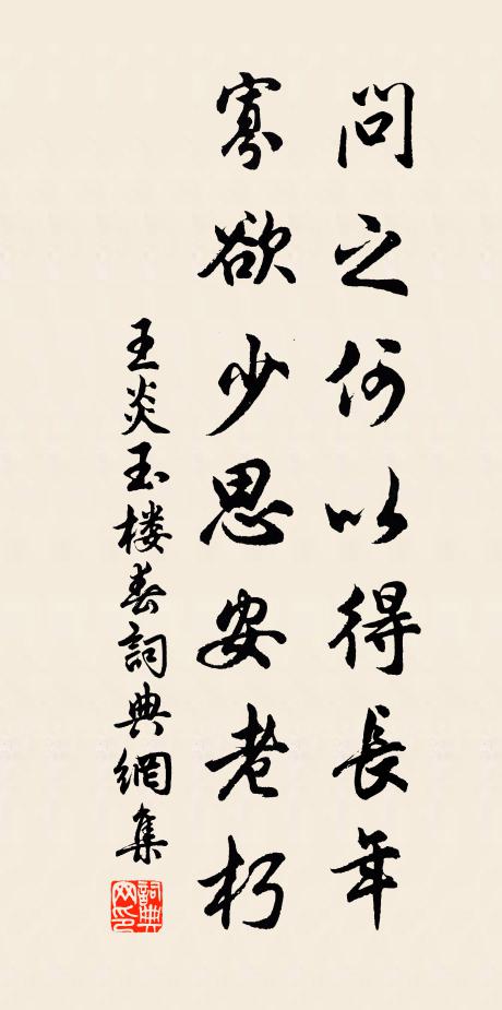 王炎问之何以得长年，寡欲少思安老朽书法作品欣赏