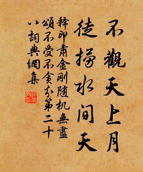 释印肃不观天上月，徒捞水间天书法作品欣赏