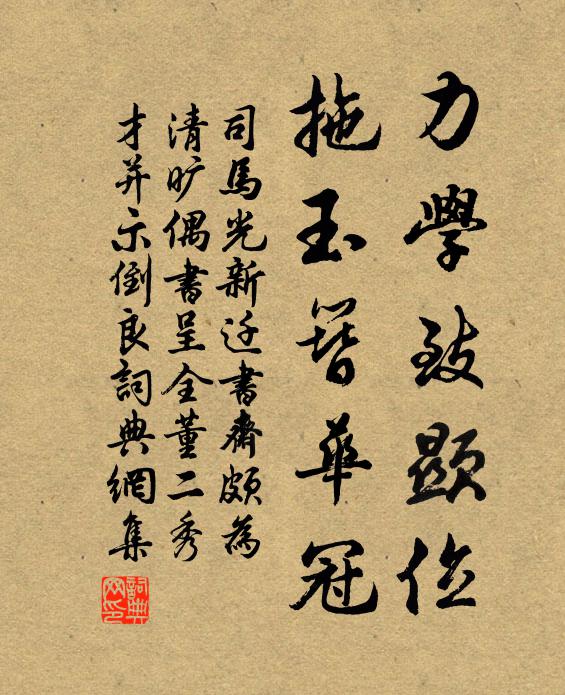 司马光力学致显位，拖玉簪华冠书法作品欣赏