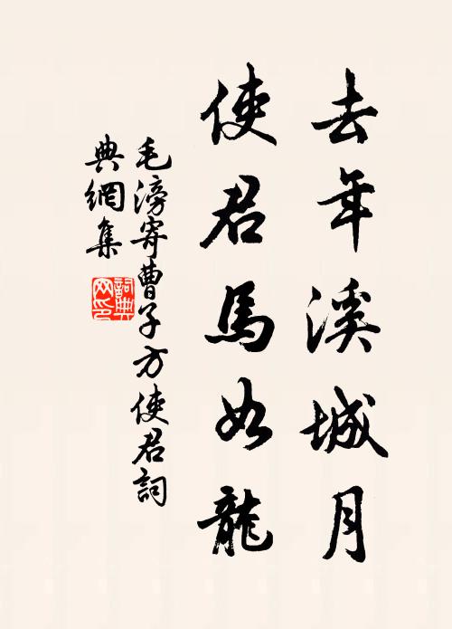 毛滂去年溪城月，使君马如龙书法作品欣赏
