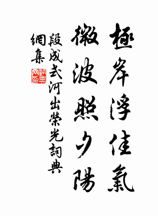 段成式极岸浮佳气,微波照夕阳书法作品欣赏
