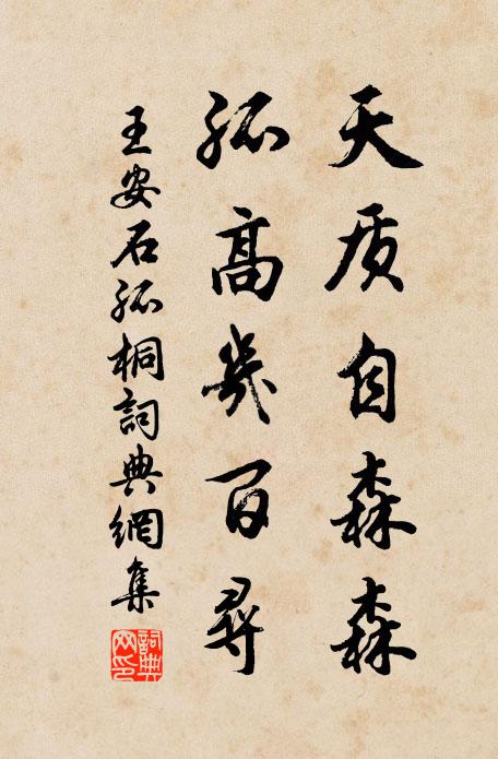 王安石天质自森森，孤高几百寻书法作品欣赏