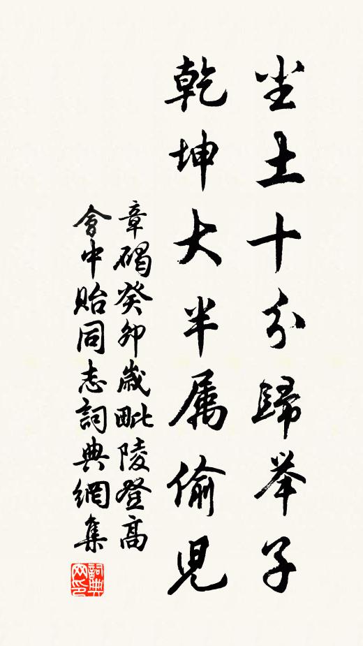 章碣尘土十分归举子，乾坤大半属偷儿书法作品欣赏