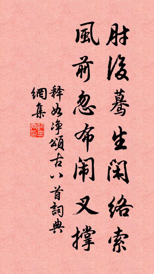 释如净肘后蓦生闲络索，风前忽布闹叉撑书法作品欣赏