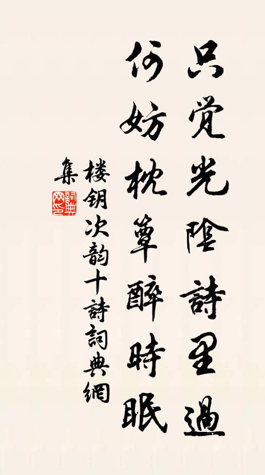 楼钥只觉光阴诗里过，何妨枕簟醉时眠书法作品欣赏