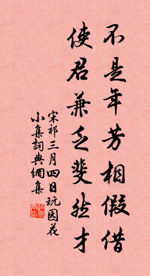 宋祁不是年芳相假借，使君兼乏斐然才书法作品欣赏