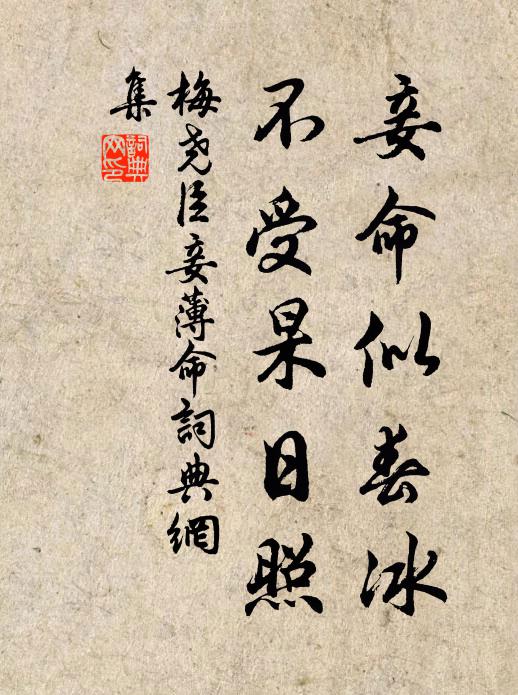 梅尧臣妾命似春冰，不受杲日照书法作品欣赏