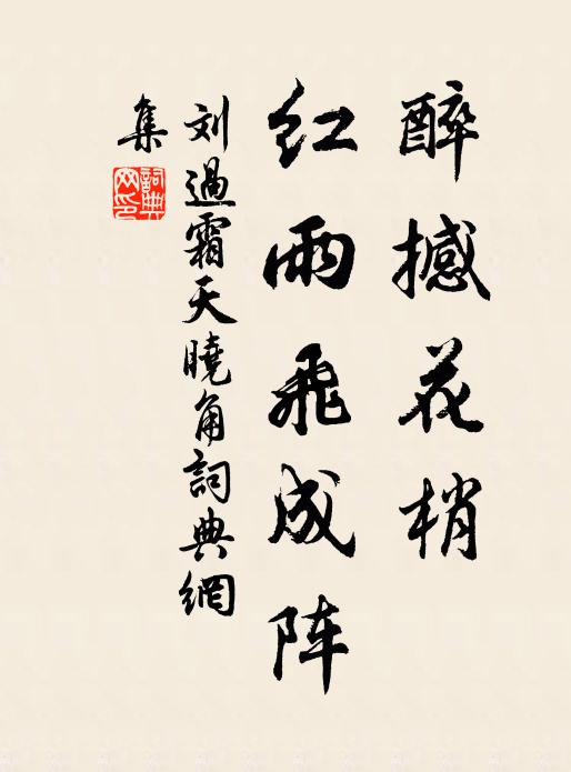 刘过醉撼花梢，红雨飞成阵书法作品欣赏