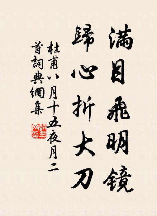 杜甫满目飞明镜，归心折大刀书法作品欣赏