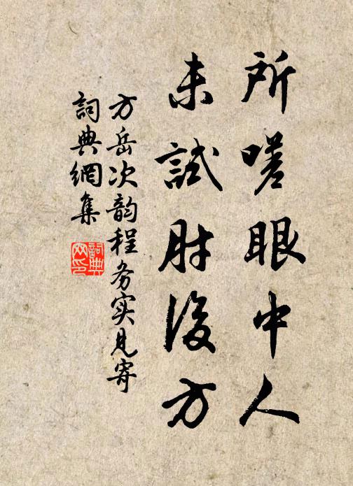 方岳所嗟眼中人，未试肘后方书法作品欣赏