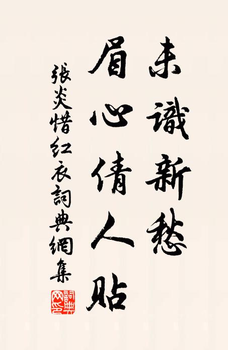 张炎未识新愁，眉心倩人贴书法作品欣赏