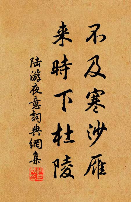 陆游不及寒沙雁，来时下杜陵书法作品欣赏