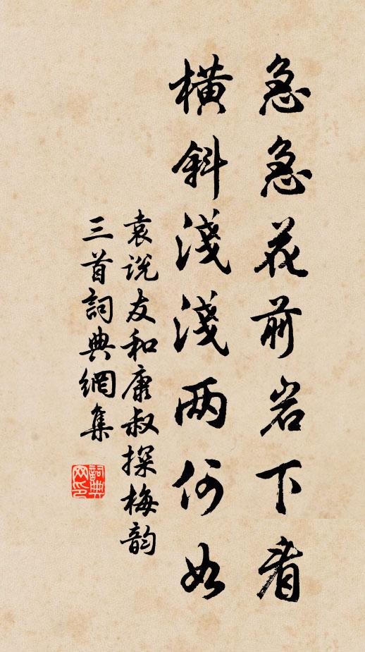 袁说友急急花前岩下看，横斜浅浅两何如书法作品欣赏