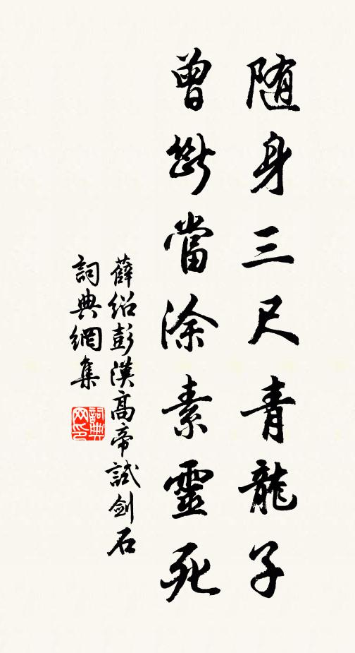 薛绍彭随身三尺青龙子，曾断当涂素灵死书法作品欣赏