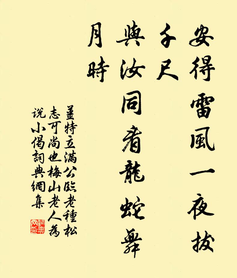 姜特立安得雷风一夜拔千尺，与汝同看龙蛇舞月时书法作品欣赏
