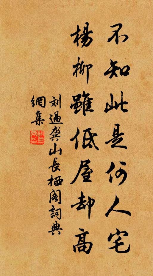 刘过不知此是何人宅，杨柳虽低屋却高书法作品欣赏