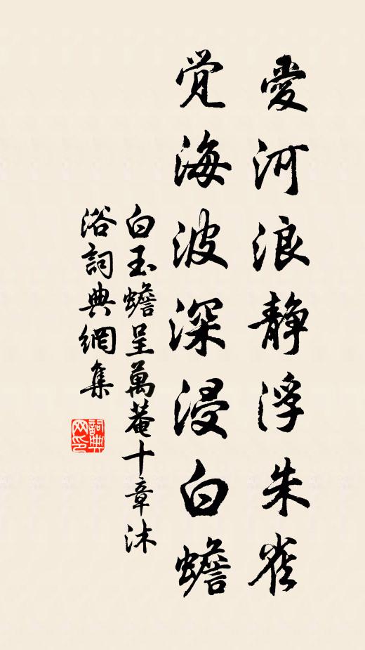 白玉蟾爱河浪静浮朱雀，觉海波深浸白蟾书法作品欣赏