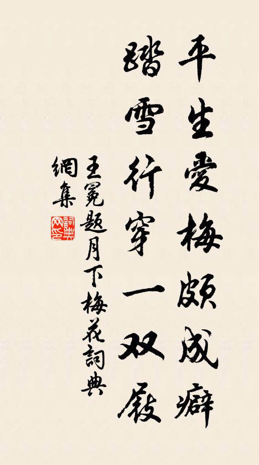 王冕平生爱梅颇成癖，踏雪行穿一双屐书法作品欣赏
