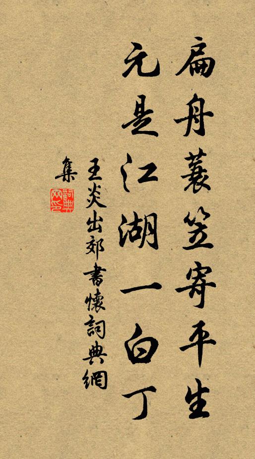 王炎扁舟蓑笠寄平生，元是江湖一白丁书法作品欣赏