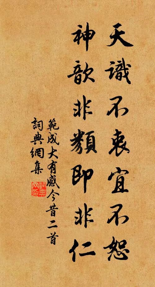 范成大天识不衷宜不恕，神歆非类即非仁书法作品欣赏