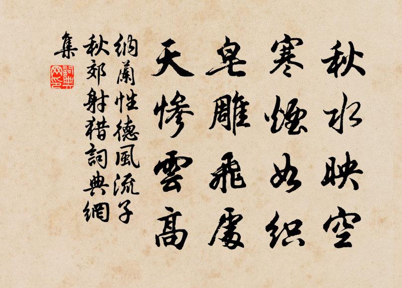 纳兰性德秋水映空，寒烟如织，皂雕飞处，天惨云高书法作品欣赏