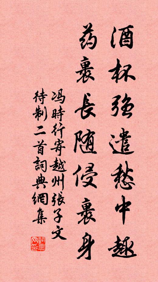冯时行酒杯强遣愁中趣，药裹长随侵裹身书法作品欣赏